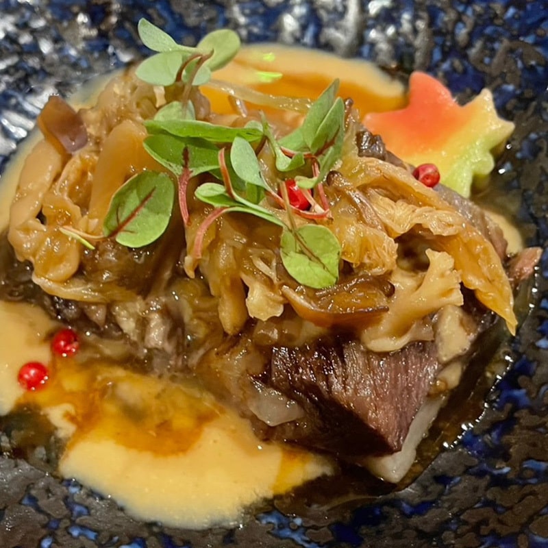 ほほ肉の酢橘味噌